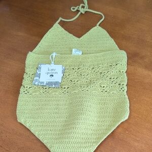 Kate Quinn Green Bodysuit with Intricate Crochet Design
